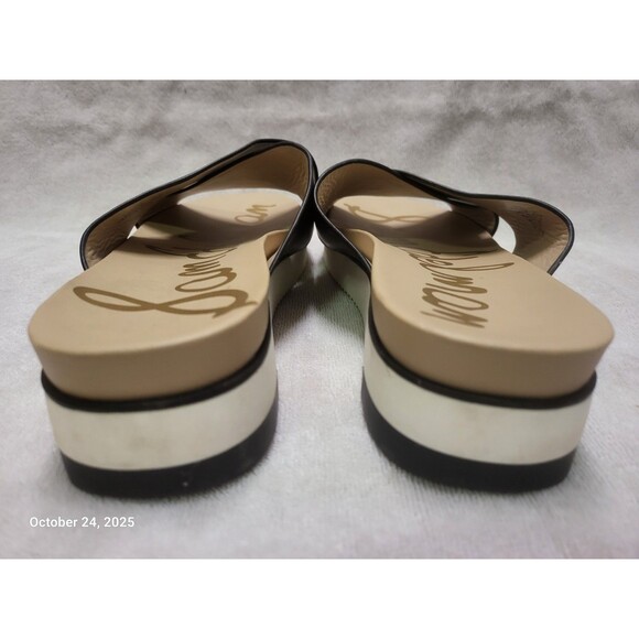 Sam Edelman Womens Black Leather Open Toe Slide Sandals 10 EUC - Picture 3 of 7